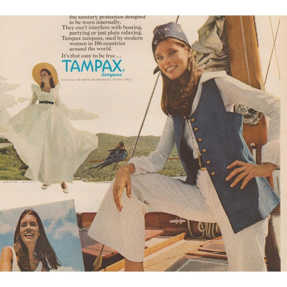 1969 Tampax Tampons Vintage Print Ad Pirate Fashion Boho Nautical Style Decor